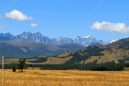 The Southern Chuya Range, view from the Samakha Steppe side. Beautiful highland landscape