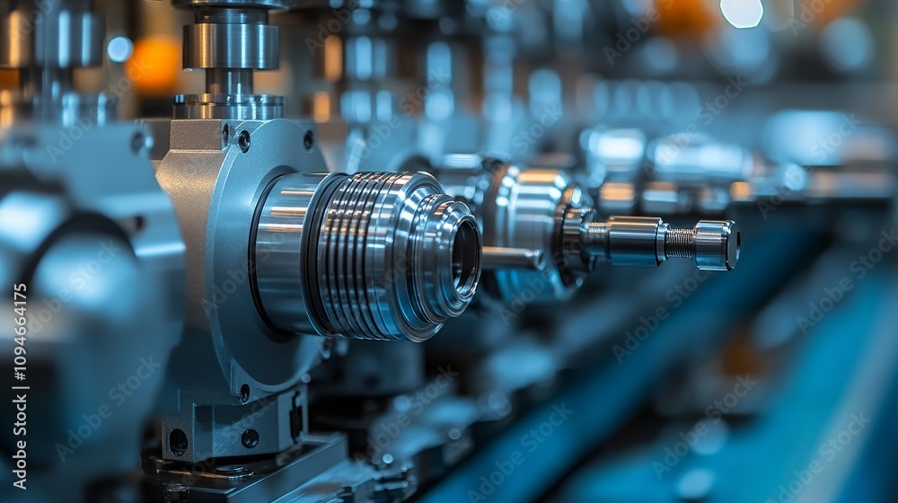 Close-up of Industrial Machinery Gears and Shafts