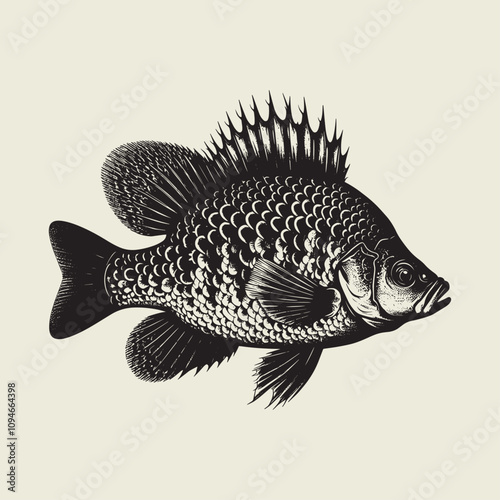 A fish head and a fish in the middle of a forest. A poster that says fish set on it.