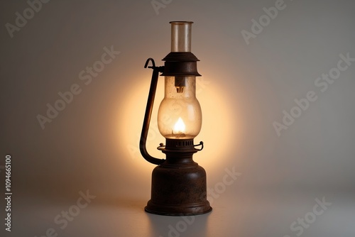 Vintage paraffin lamp shine in dark
 photo