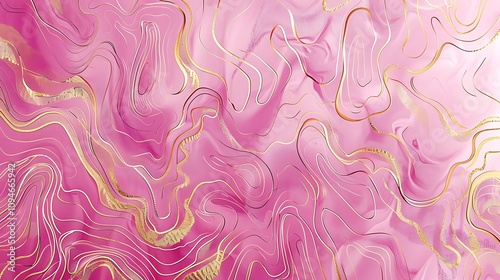 A vibrant abstract design featuring flowing pink and gold patterns, ideal for backgrounds and creative projects.