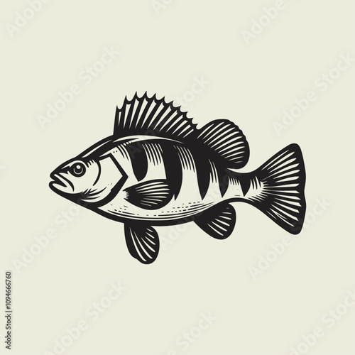 A fish head and a fish in the middle of a forest. A poster that says fish set on it.
