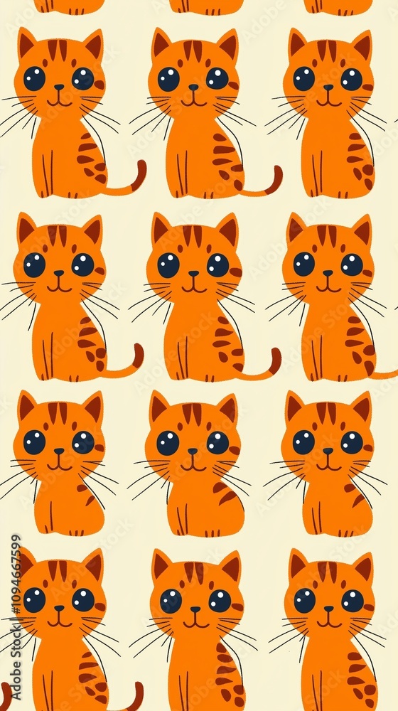 Fototapeta premium set of cute orange cat mobile phone wallpaper