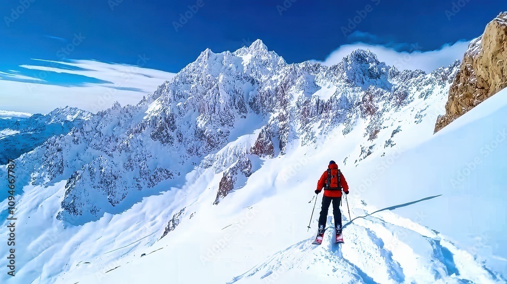 Winter adventure in the mountains with friends on a bright sunny day Winter adventure in the mountains with friends on a bright sunny day