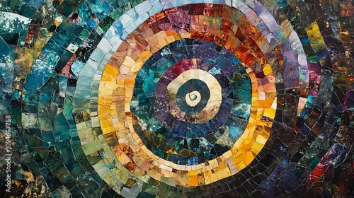 Abstract Mosaic Spiral Artwork in Vibrant Hues. AI Generated