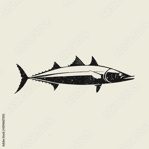 A fish head and a fish in the middle of a forest. A poster that says fish set on it.