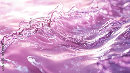 An image showcasing waves of soft pink liquid with luminous reflections, evoking a sense of calmness and elegance in its fluid movements.