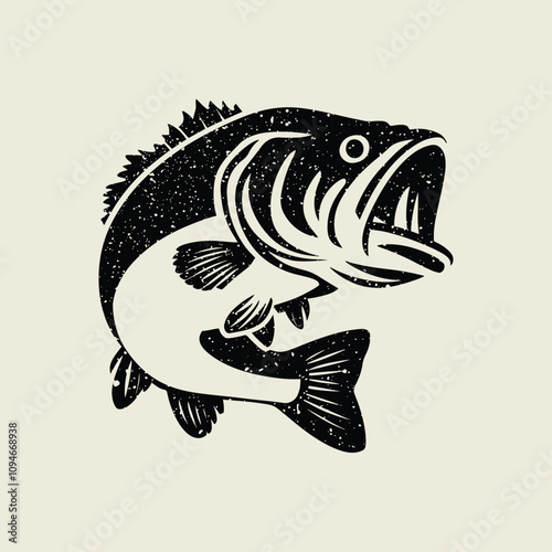 A fish head and a fish in the middle of a forest. A poster that says fish set on it.