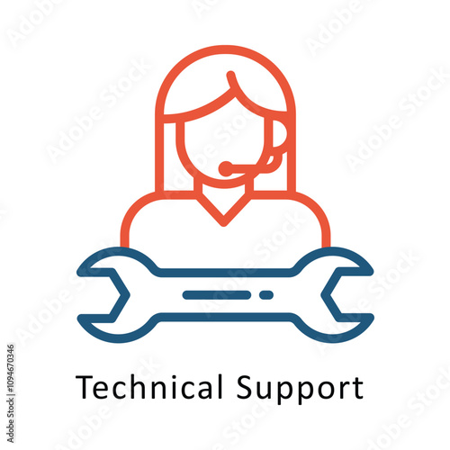 Technical Support vector Two Colors Cricle Outline Icon.  .. Eps 10 file