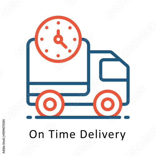 On Time Delivery vector Two Colors Cricle Outline Icon.  .. Eps 10 file