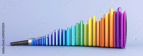 Dynamic wave of colorful soundbars forming a megaphone, voice amplification photo