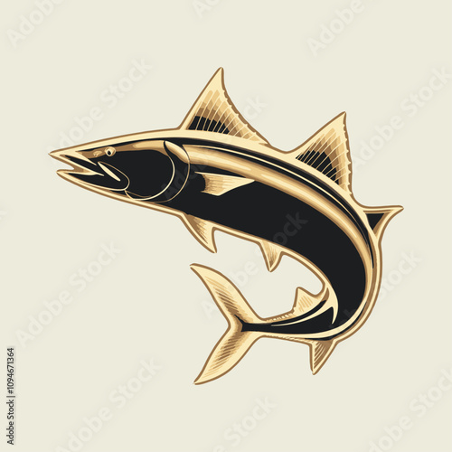 A fish head and a fish in the middle of a forest. A poster that says fish set on it.