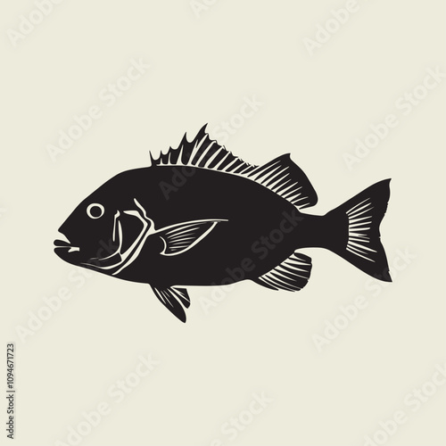 A fish head and a fish in the middle of a forest. A poster that says fish set on it.