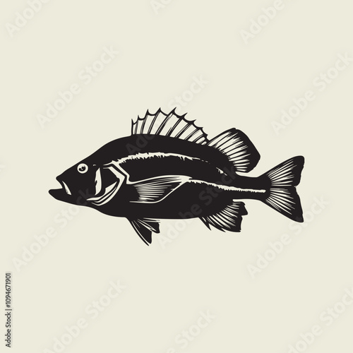 A fish head and a fish in the middle of a forest. A poster that says fish set on it.
