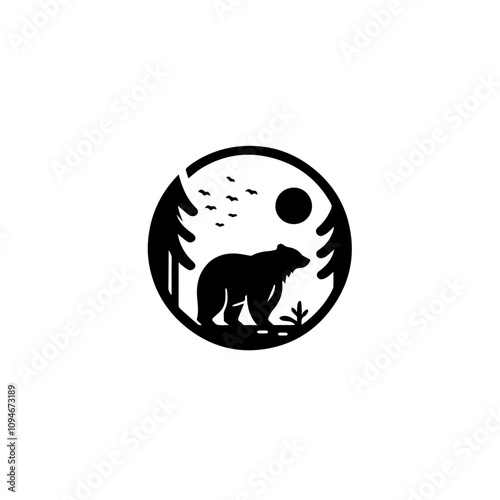 Bear Silhouette Logo – Bold and Majestic Wildlife Vector for Branding