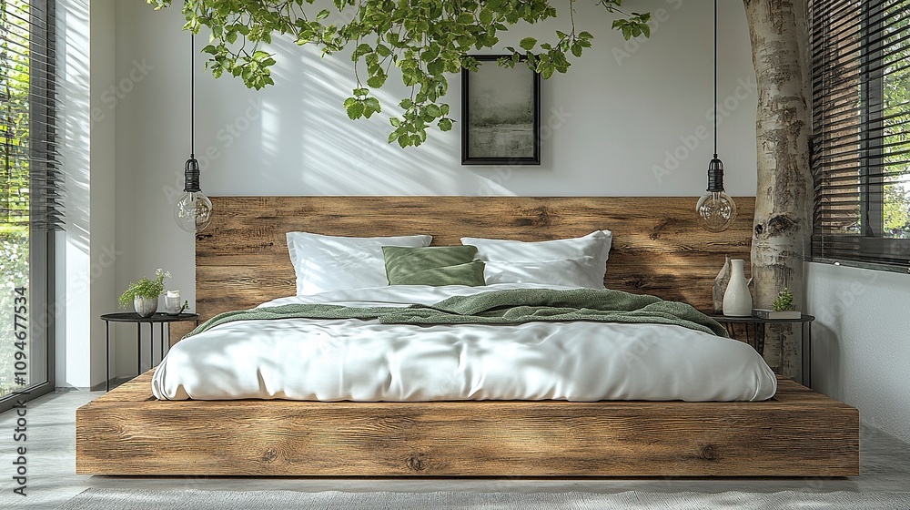Stock photo of a Design a bright and cozy modern farmhouse master ...