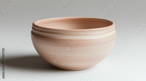 Handmade Ceramics concept. A simple, elegant clay bowl with smooth curves and subtle color variations, showcasing artisanal craftsmanship.