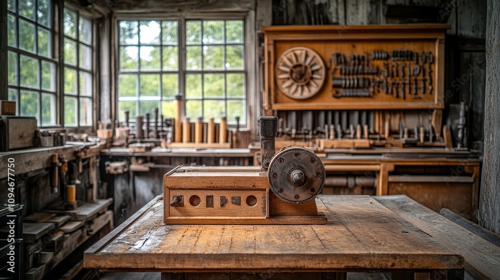 Fototapeta premium A Traditional Woodworking Workshop Filled with Tools and Equipment