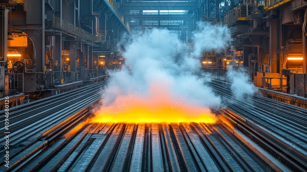 Molten Metal Flowing Through a Steel Mill Molten Metal Flowing Through a Steel Mill