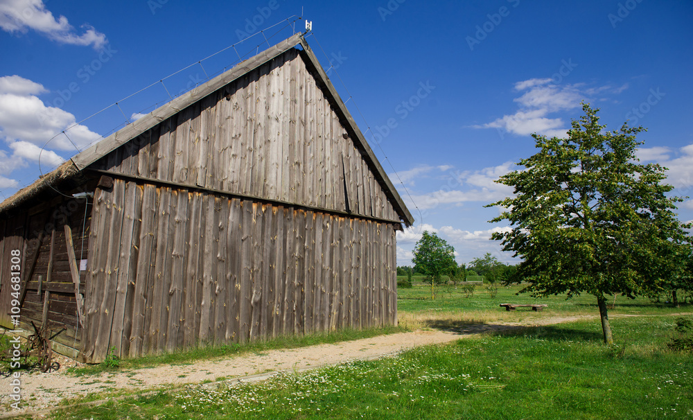traditional polish rural wooden barn in the village traditional polish rural wooden barn in the village