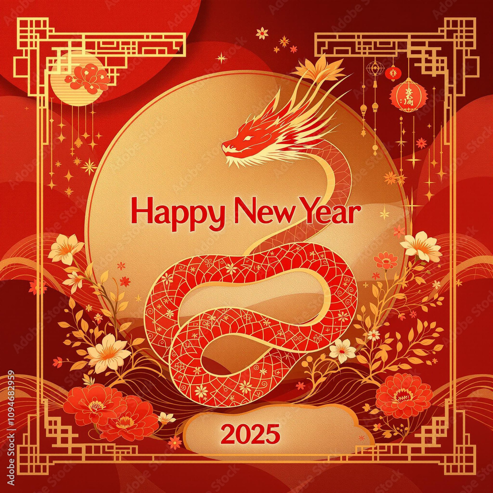 Happy Chainese New Year, Lunar New Year 2025, AI Generated Happy Chainese New Year, Lunar New Year 2025, AI Generated