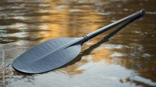 Serene Paddle Reflection on Golden Water photo