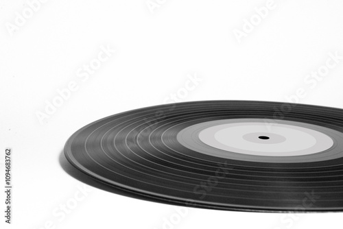 Black vinyl record isolated on white background