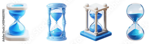 Various Hourglass Designs on Transparent Background