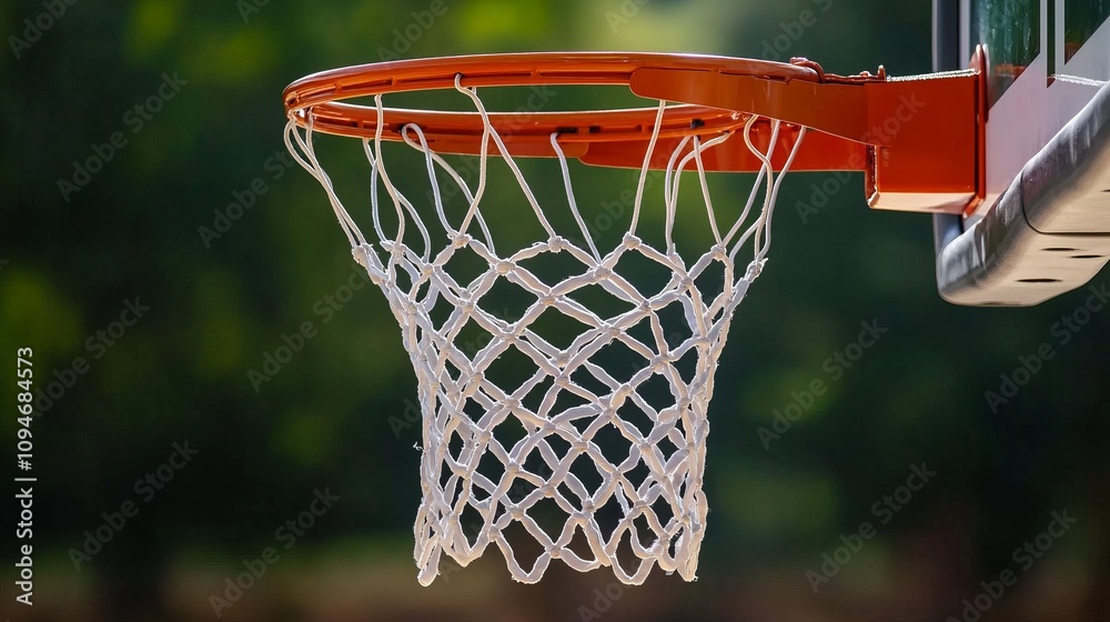 Close-up of an Outdoor Basketball Hoop and Net, Ready for Action Close-up of an Outdoor Basketball Hoop and Net, Ready for Action
