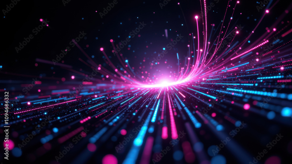 Naklejka premium Abstract colorful digital fireworks in a night sky background.