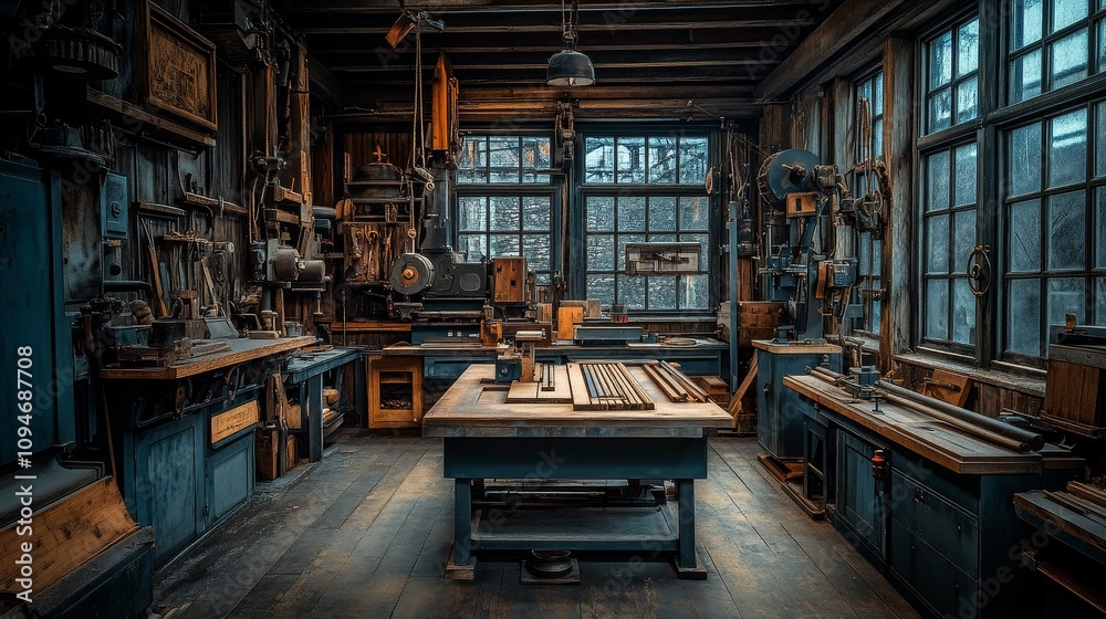 A Cluttered Workshop Filled with Tools and Supplies