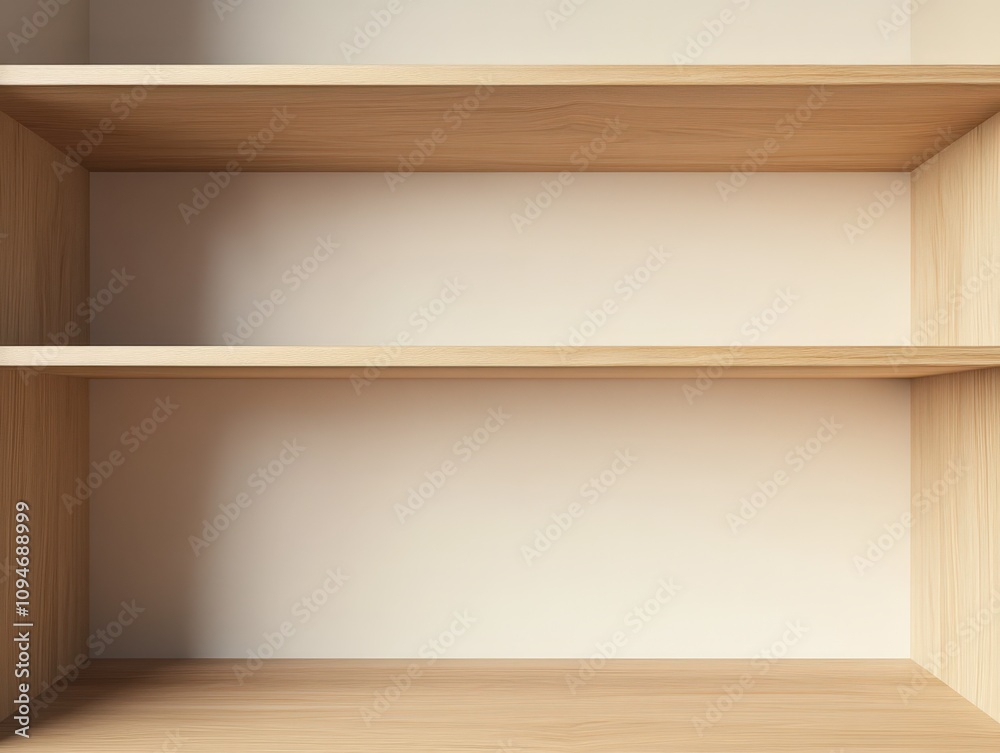 Fototapeta premium Empty Light Wood Bookshelf Corner