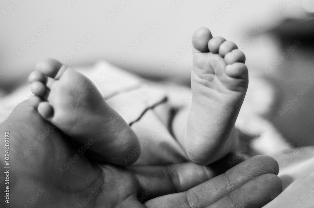 Newborn feet, black and white photos Newborn feet, black and white photos