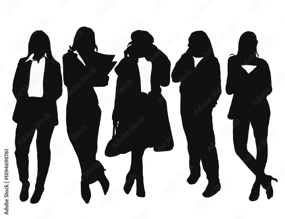 Corporate set, official women silhouette group, businesswoman silhoutte. Corporate set, official women silhouette group, businesswoman silhoutte.