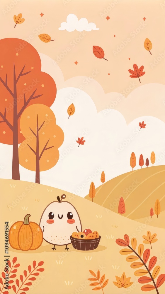 Fototapeta premium thanksgiving minimalist cute cartoon orange background