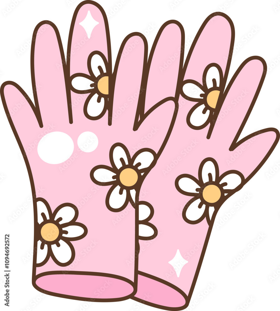 Groovy Retro Glove Cartoon Illustration Groovy Retro Glove Cartoon Illustration