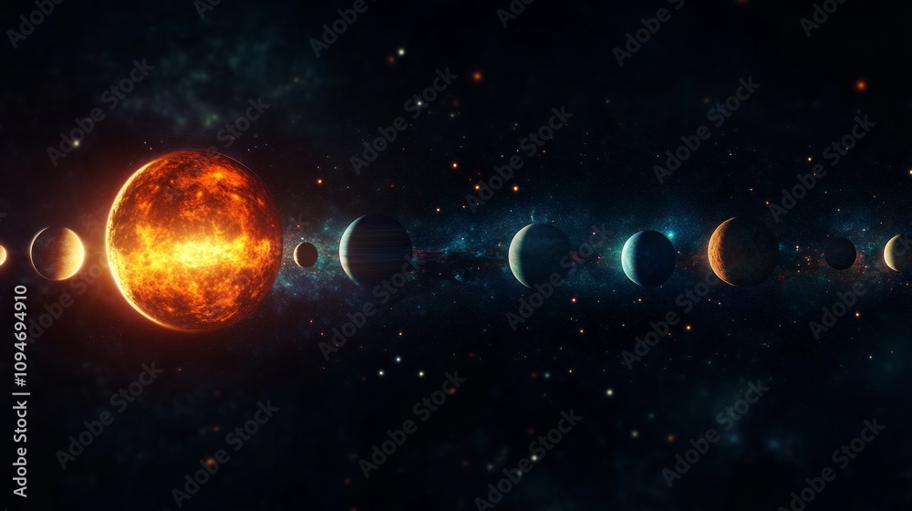 solar system with space for text solar system with space for text