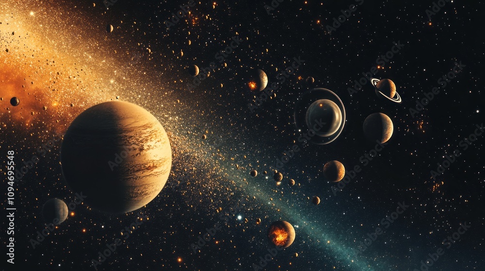 solar system with space for text solar system with space for text