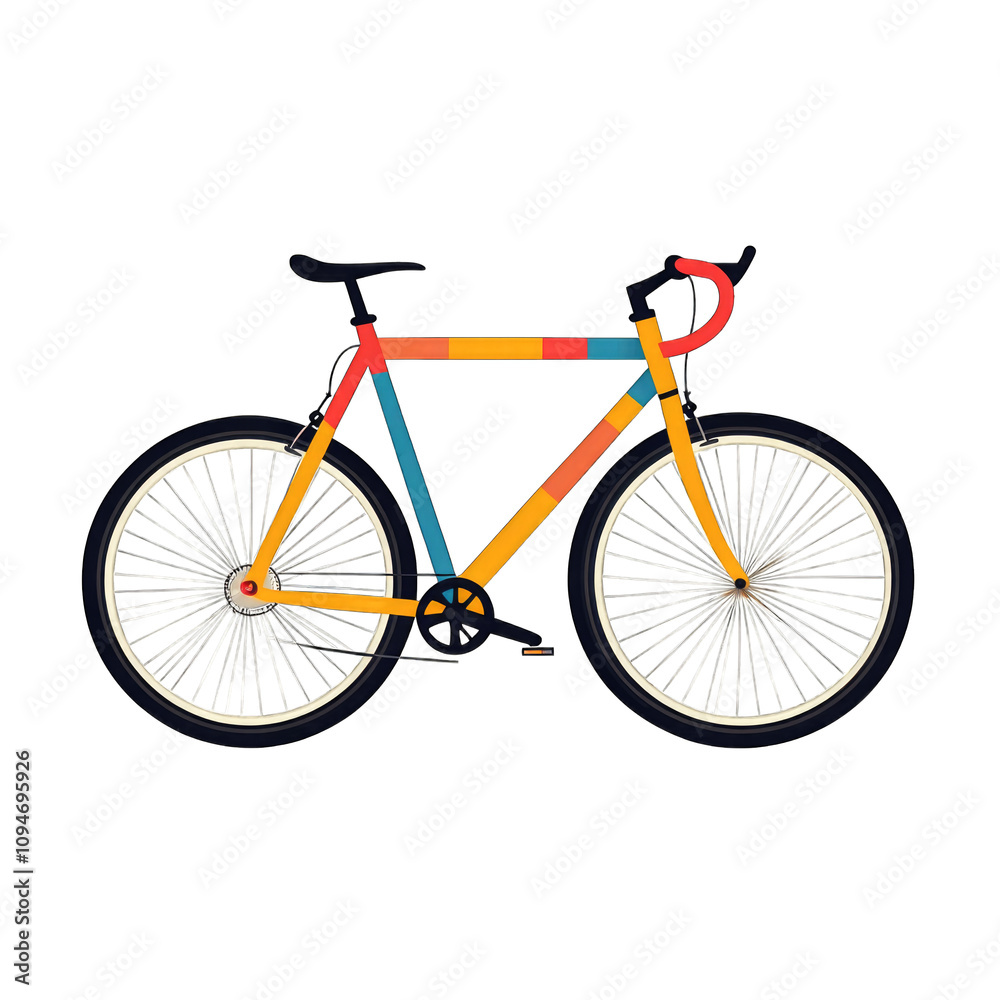 Colorful modern bicycle design isolated on transparent background cutout png Colorful modern bicycle design isolated on transparent background cutout png