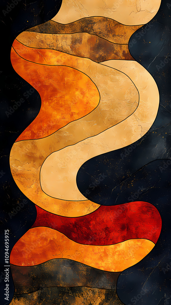 Dot paintings in earthy tones with wavy patterns formed by the lines. Dot paintings in earthy tones with wavy patterns formed by the lines.