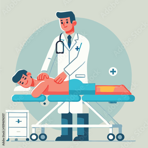 cartoon chiropractor examining a patient