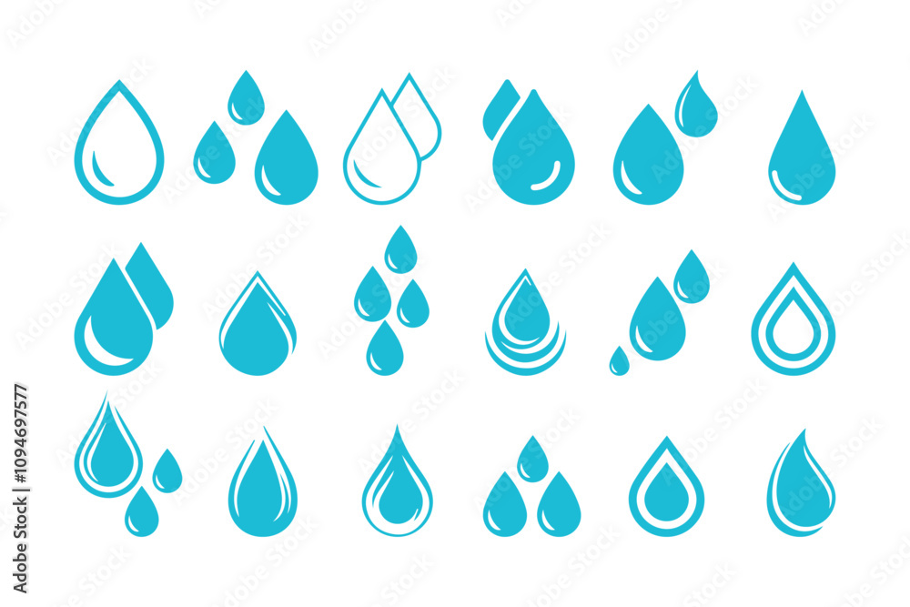 Water drop shape icon set. Blood icon symbol silhouette. Various shapes of water drops, water, and rain simple icons. Plumbing logo. Blood or oil drop. Water drop shape icon set. Blood icon symbol silhouette. Various shapes of water drops, water, and rain simple icons. Plumbing logo. Blood or oil drop.