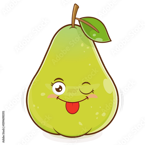 pear playful face cartoon cute