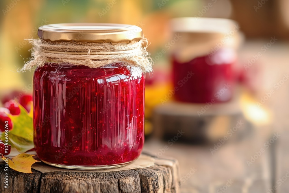 Homemade dogwood cornel jam in glass jar Homemade dogwood cornel jam in glass jar