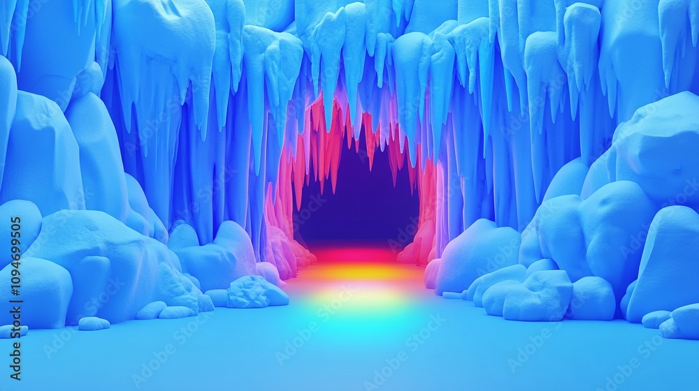 3D Render of Ice Cave with Light Refraction Creating Rainbows 3D Render of Ice Cave with Light Refraction Creating Rainbows