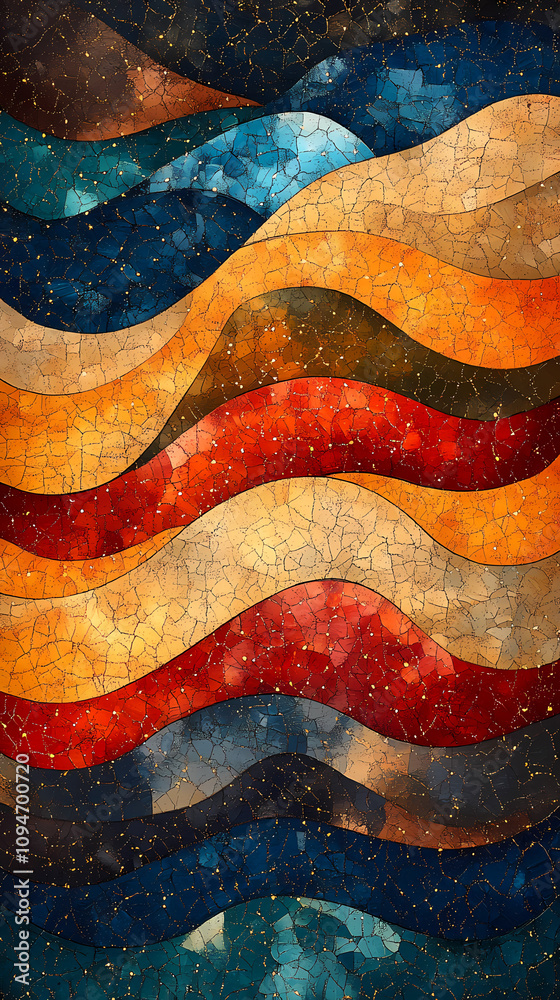 Dot paintings in earthy tones with wavy patterns formed by the lines. Dot paintings in earthy tones with wavy patterns formed by the lines.