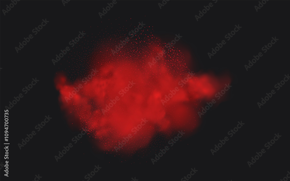 Spicy burst powder. Splashes of red pepper explosion. Overlay effect of chili or paprika spice splatters. Vector realistic illustration of hot, dried spices. Spicy burst powder. Splashes of red pepper explosion. Overlay effect of chili or paprika spice splatters. Vector realistic illustration of hot, dried spices.