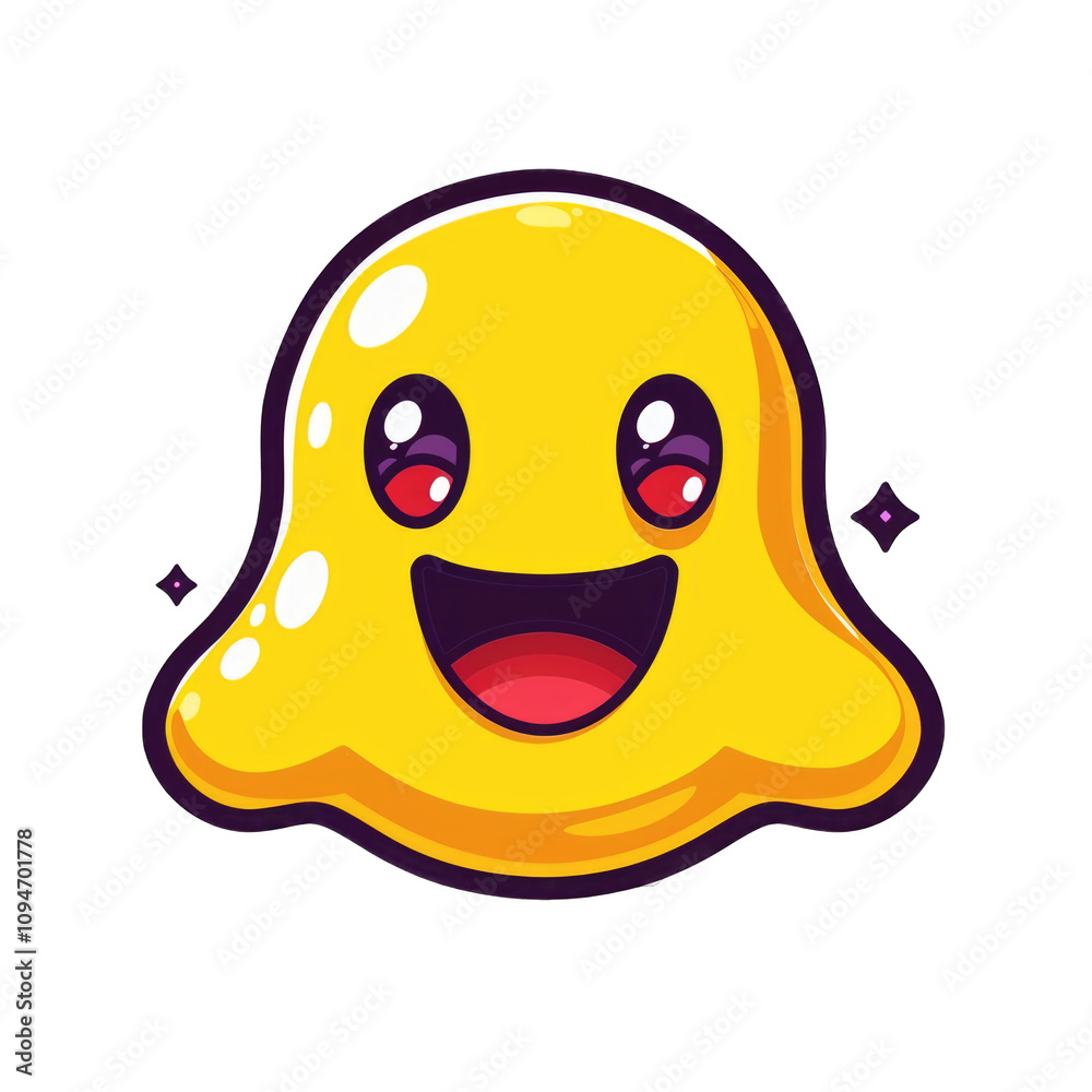 Cheerful yellow ghost character with big eyes and a smile isolated on transparent background cutout png Cheerful yellow ghost character with big eyes and a smile isolated on transparent background cutout png
