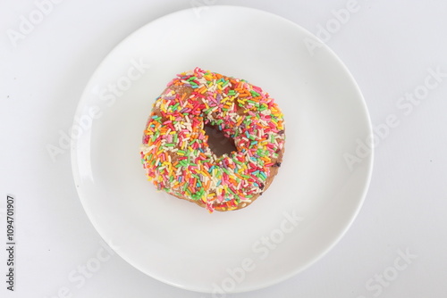 Colorful donut isolated on white background