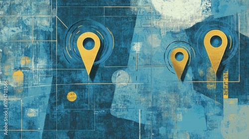 The concept of geo-targeting in SEO in earth tones and blue colors photo